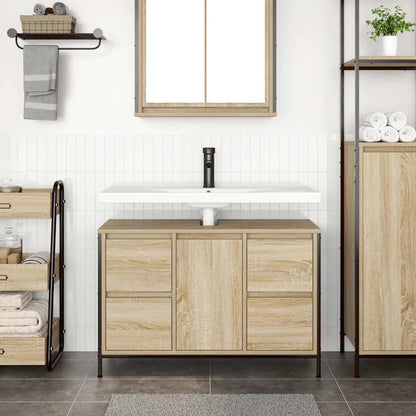 Basin Cabinet with Drawers Sonoma Oak 90x34,5x60 cm