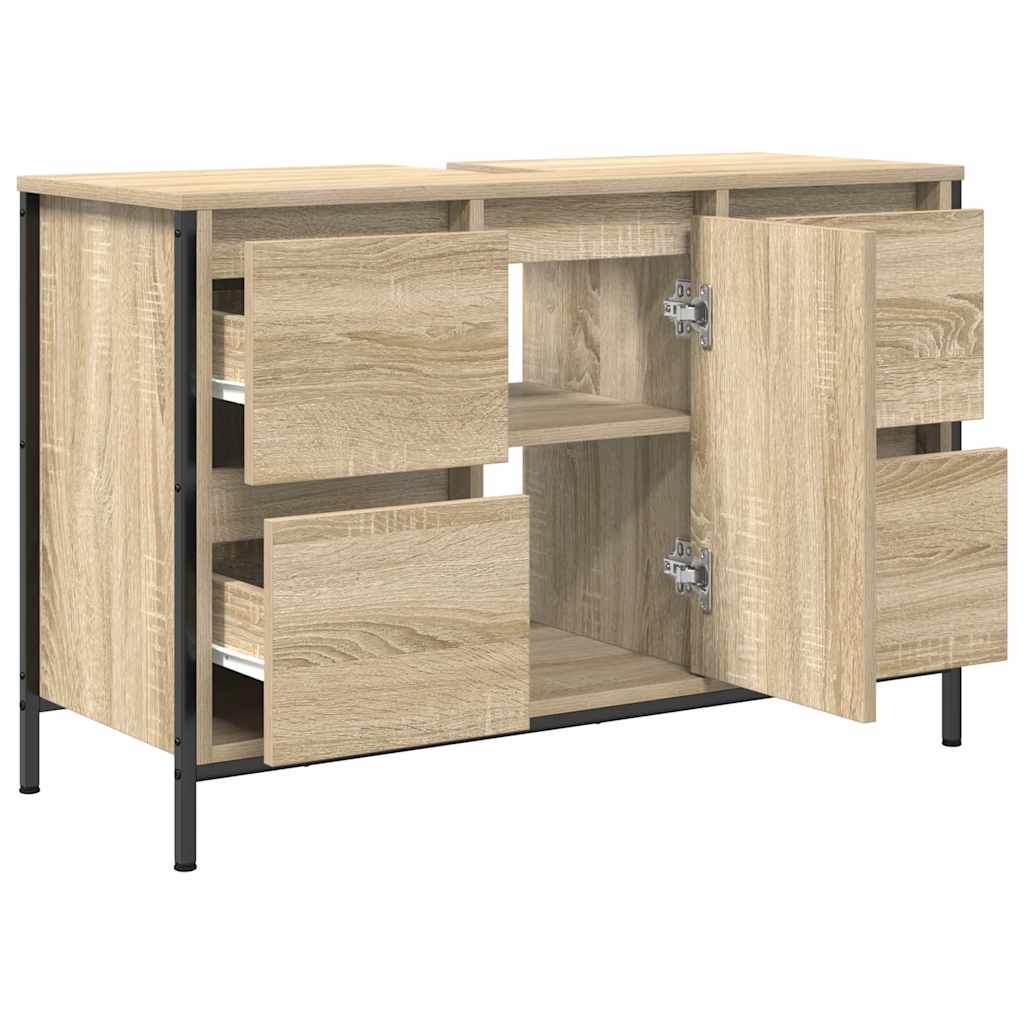 Basin Cabinet with Drawers Sonoma Oak 90x34,5x60 cm