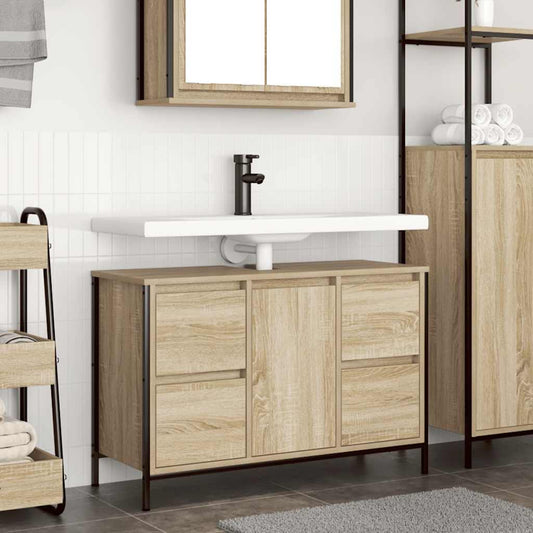 Basin Cabinet with Drawers Sonoma Oak 90x34.5x60 cm