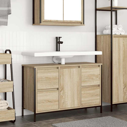 Basin Cabinet with Drawers Sonoma Oak 90x34,5x60 cm