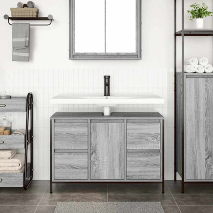 Basin Cabinet with Drawers Grey Sonoma 90x34,5x60 cm