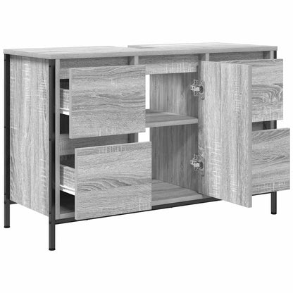 Basin Cabinet with Drawers Grey Sonoma 90x34.5x60 cm