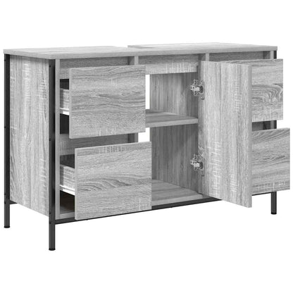 Basin Cabinet with Drawers Grey Sonoma 90x34,5x60 cm