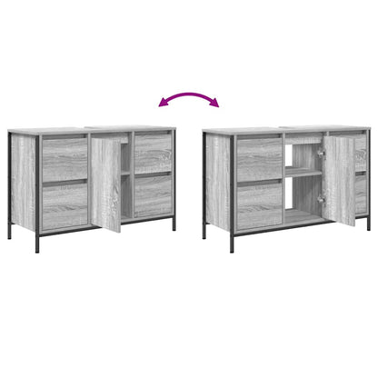 Basin Cabinet with Drawers Grey Sonoma 90x34.5x60 cm