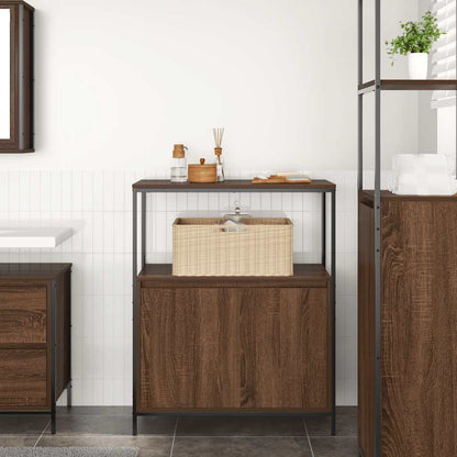 Bathroom Cabinet with Shelves Brown Oak 76,5x35x95 cm