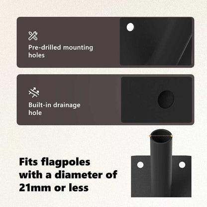 Flag Pole Holde Black 10.5 x 7.5 x 0.25 cm Steel