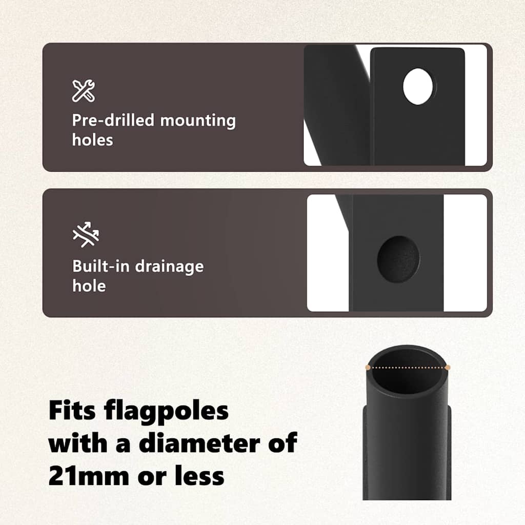 Flag Pole Holde Black 15 x 3 x 0.35 cm Steel