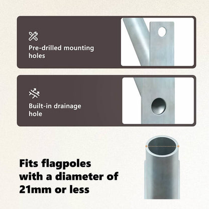 Flag Pole Holde Silver 15 x 3 x 0.35 cm Steel