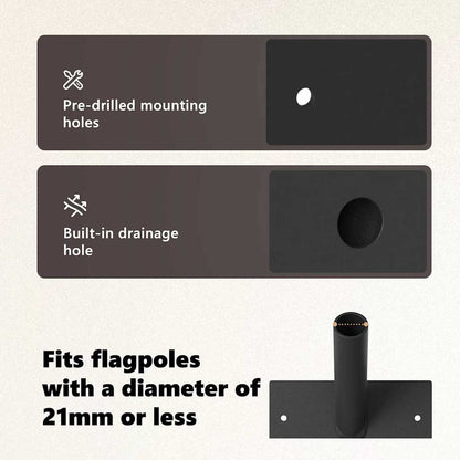 Flag Pole Holde Black 13 x 6 x 0.2 cm Steel