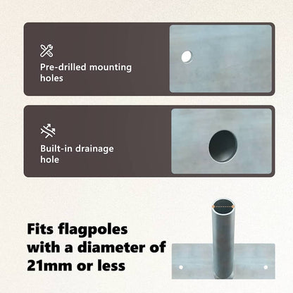 Flag Pole Holde Silver 13 x 6 x 0.2 cm Steel