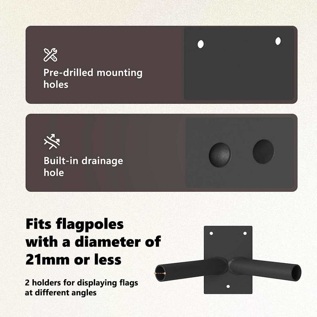 Flag Pole Holde Black 11.5 x 7.5 x 0.2 cm Steel