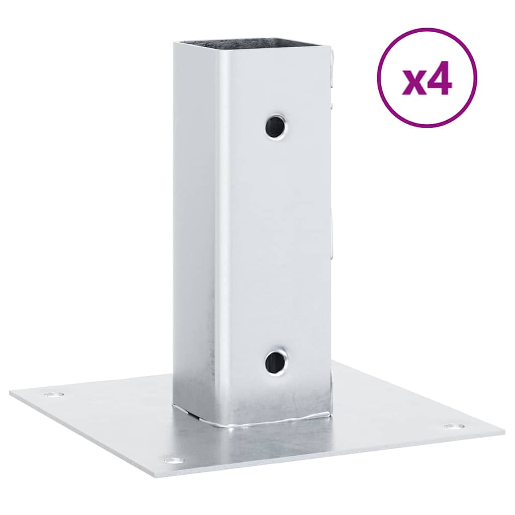 Post Bases Square 4 pcs Silver 46x46 mm Galvanised Steel