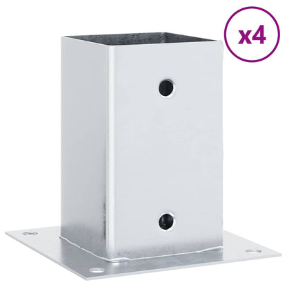 Post Bases Square 4 pcs Silver 81x81 mm Galvanised Steel