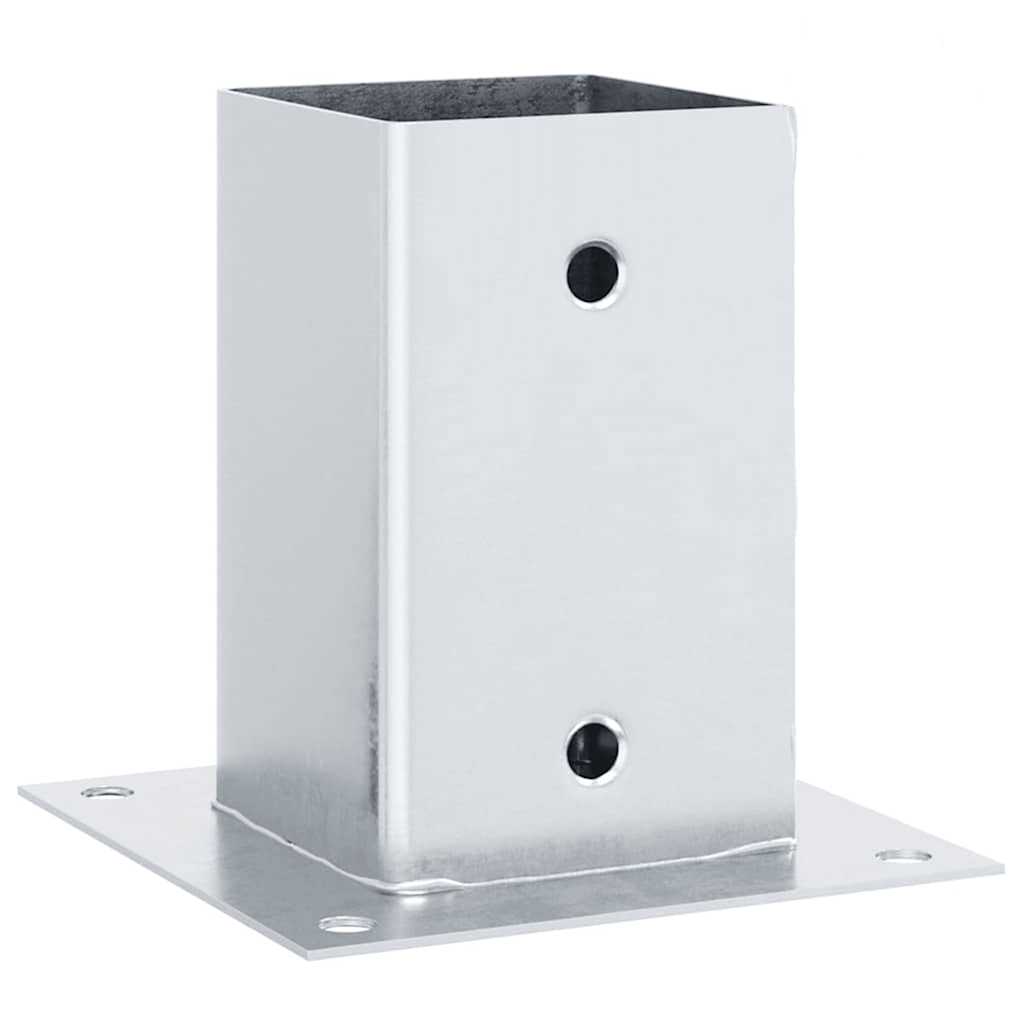 Post Bases Square 4 pcs Silver 81x81 mm Galvanised Steel