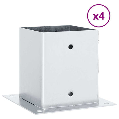 Post Bases Square 4 pcs Silver 101x101 mm Galvanised Steel