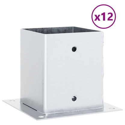 Post Bases Square 12 pcs Silver 101x101 mm Galvanised Steel