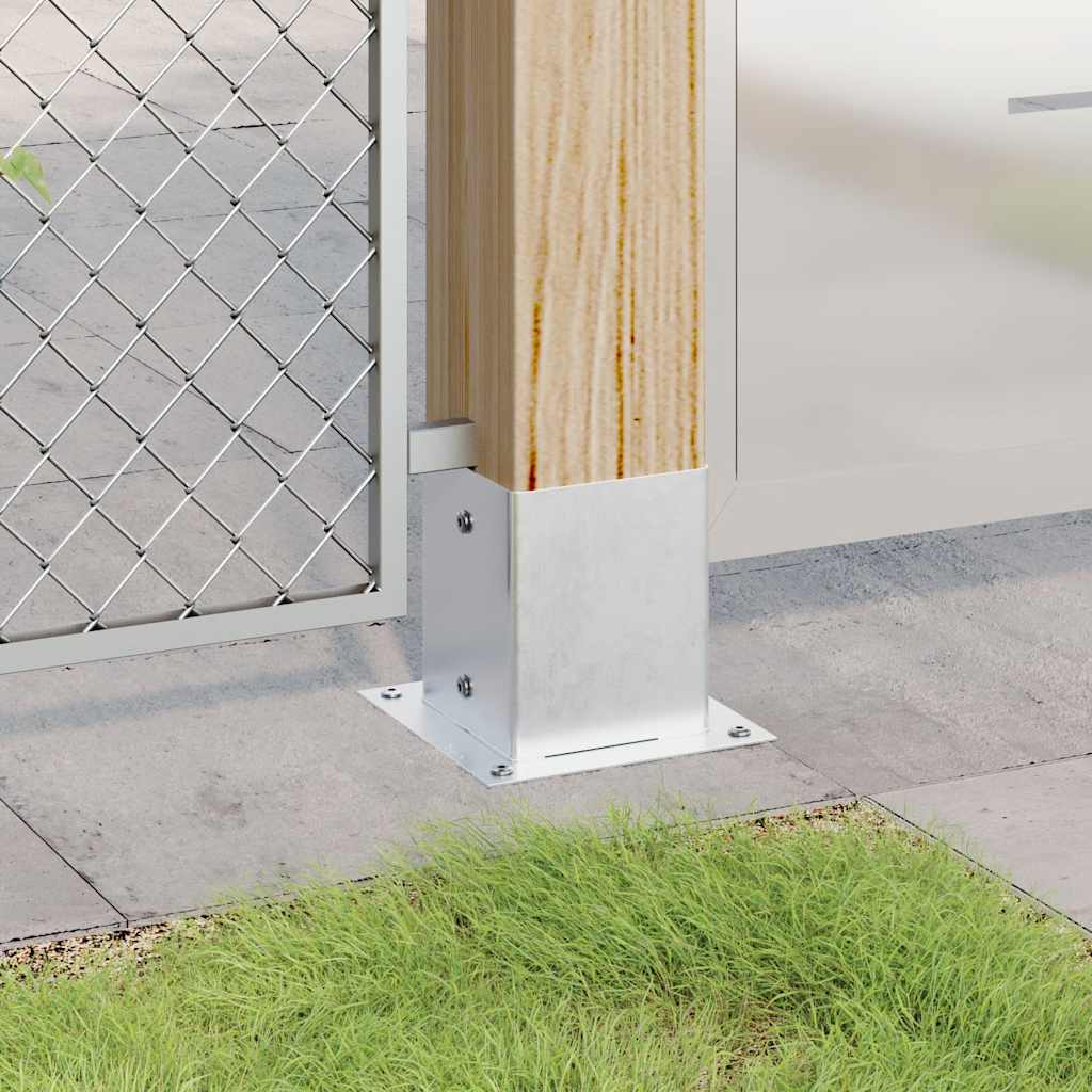 Post Bases Square 12 pcs Silver 101x101 mm Galvanised Steel