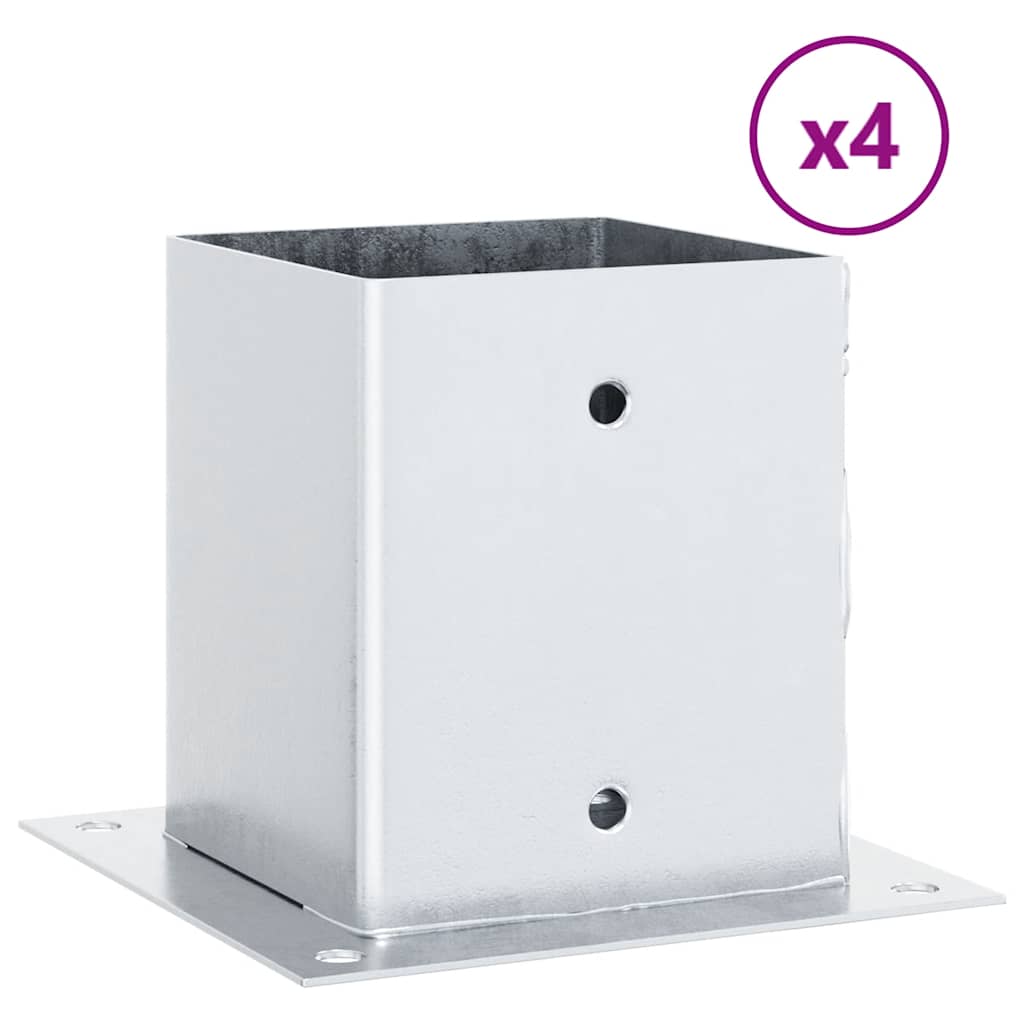 Post Bases Square 4 pcs Silver 121x121 mm Galvanised Steel