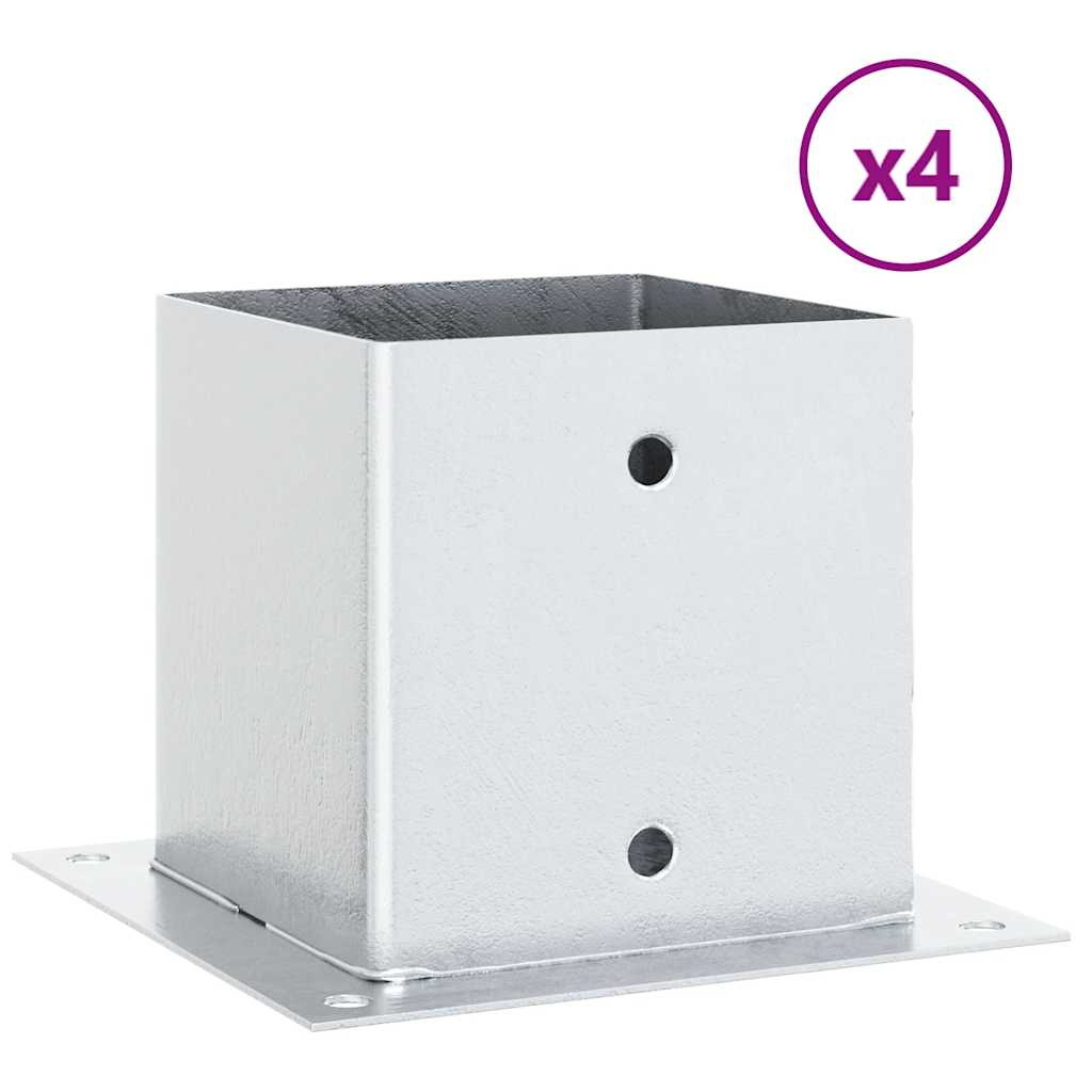 Post Bases Square 4 pcs Silver 141x141 mm Galvanised Steel