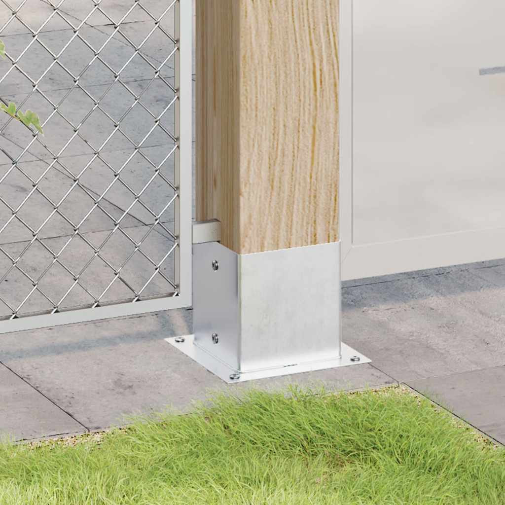 Post Bases Square 4 pcs Silver 141x141 mm Galvanised Steel