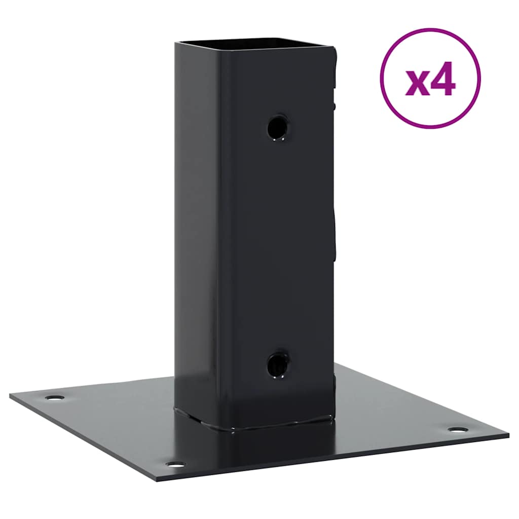 Post Bases Square 4 pcs Anthracite 46x46 mm Powder-coated Steel