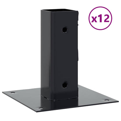 Post Bases Square 12 pcs Anthracite 46x46 mm Powder-coated Steel