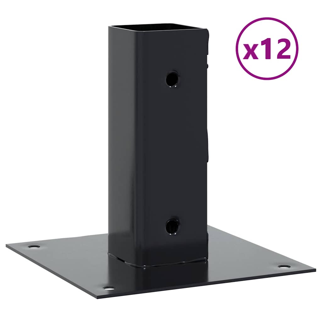 Post Bases Square 12 pcs Anthracite 51x51 mm Powder-coated Steel