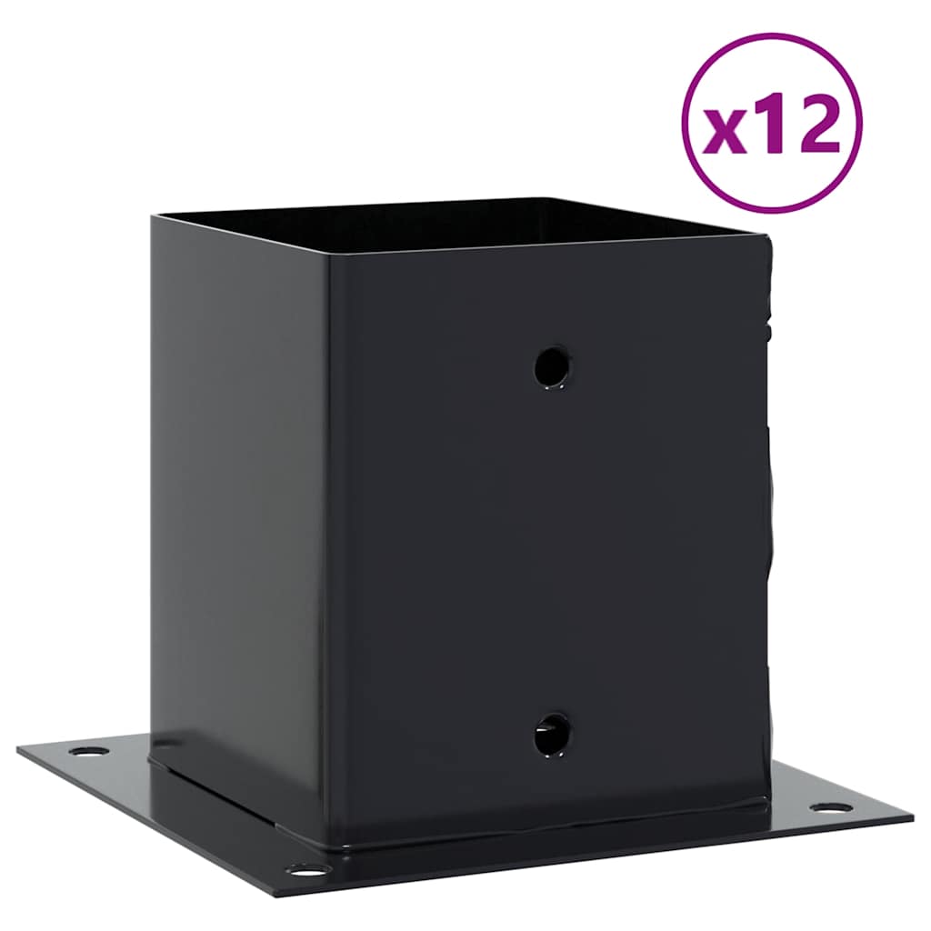Post Bases Square 12 pcs Anthracite 121x121 mm Powder-coated Steel