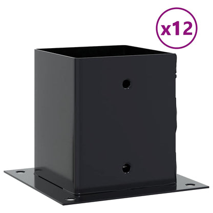 Post Bases Square 12 pcs Anthracite 121x121 mm Powder-coated Steel