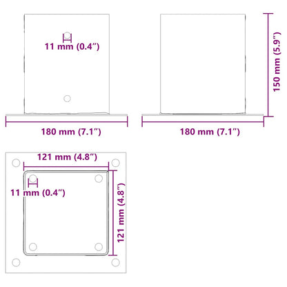 Post Bases Square 12 pcs Anthracite 121x121 mm Powder-coated Steel