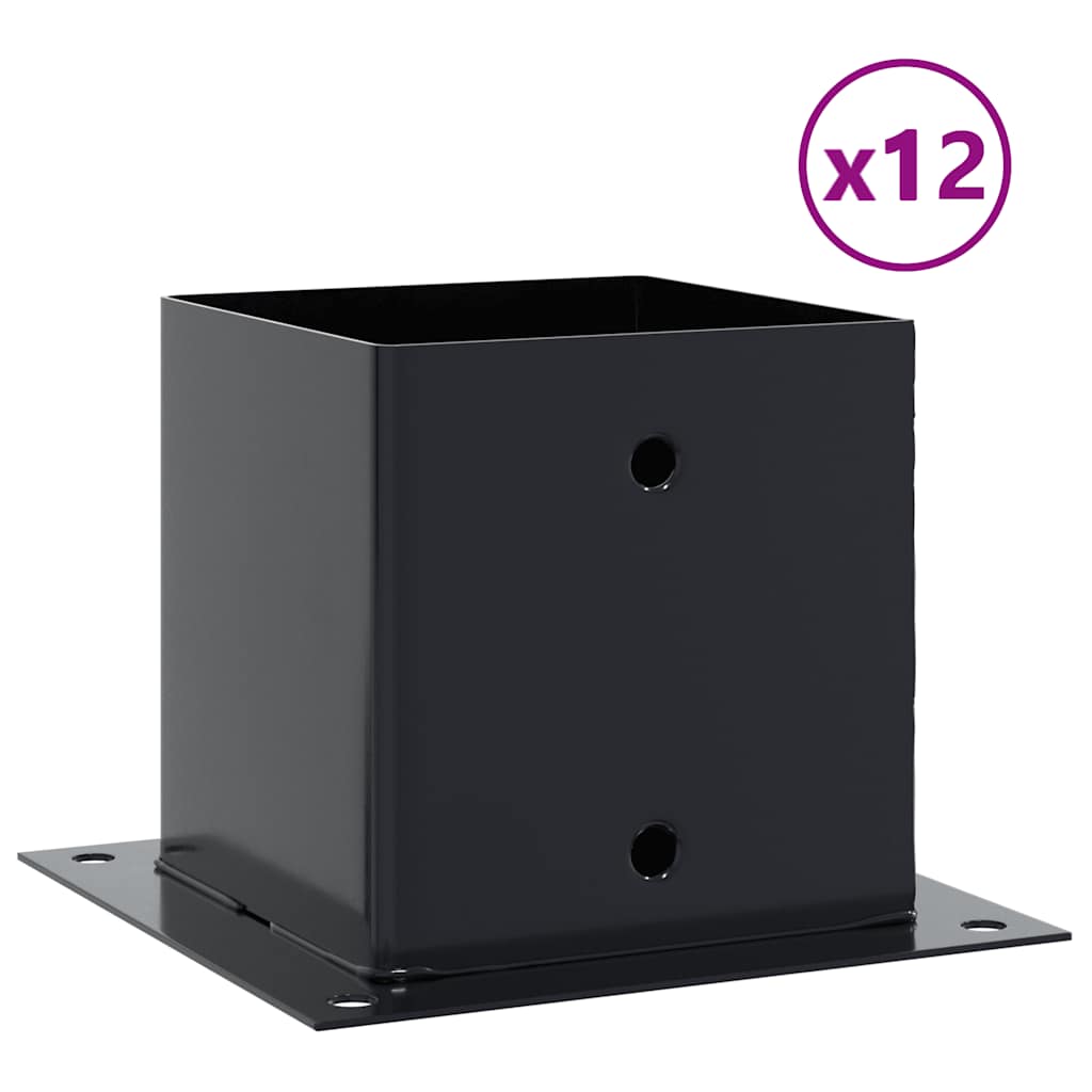 Post Bases Square 12 pcs Anthracite 141x141 mm Powder-coated Steel