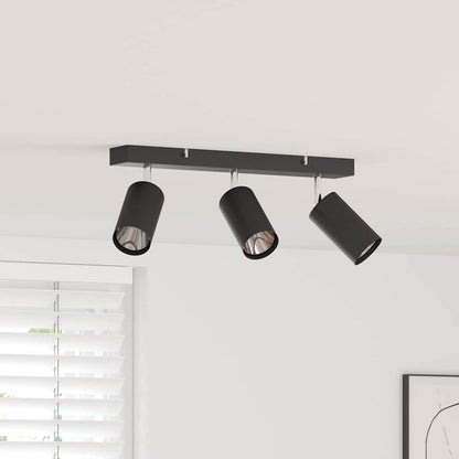 Ceiling Spotlight with Spotlights Black 38 x 6 x 16 cm Metal