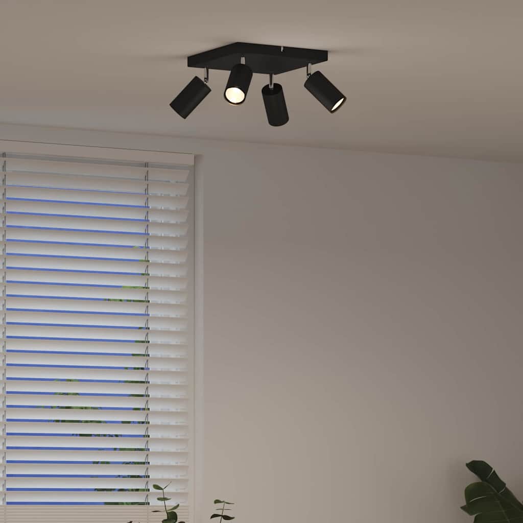 Ceiling Spotlight with Spotlights Black 26 x 26 x 16 cm Metal