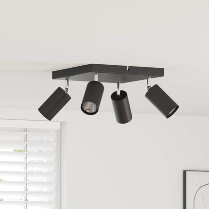 Ceiling Spotlight with Spotlights Black 26 x 26 x 16 cm Metal