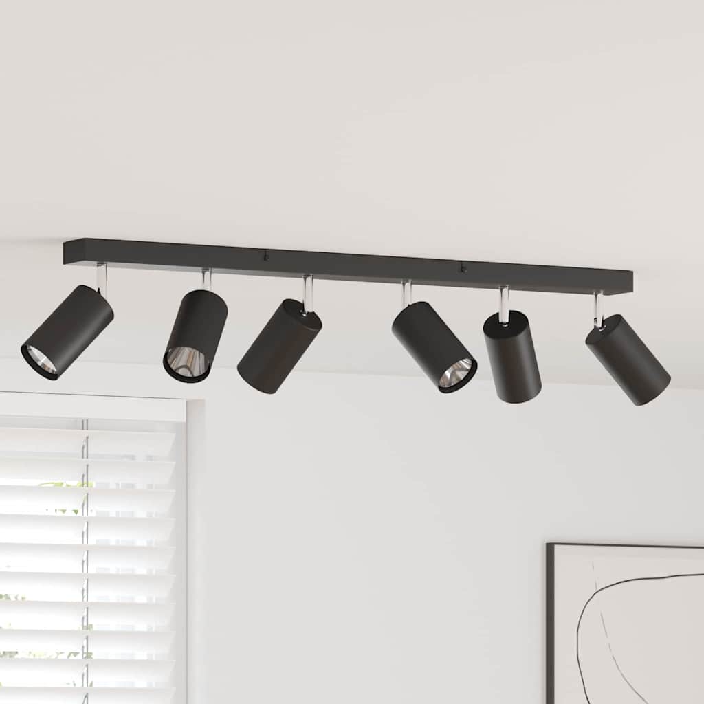 Ceiling Spotlight with Spotlights Black 73 x 6 x 16 cm Metal
