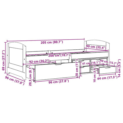 Day Bed with 5 Drawers without Mattress IRUN Black 90x200 cm