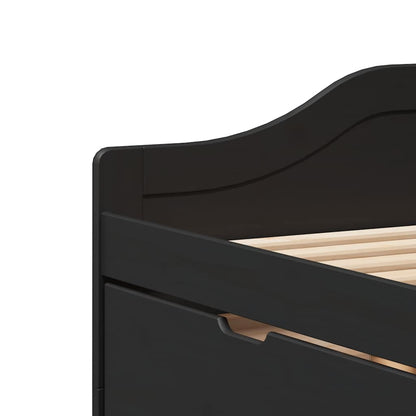 Day Bed with 3 Drawers without Mattress IRUN Black 90x200 cm
