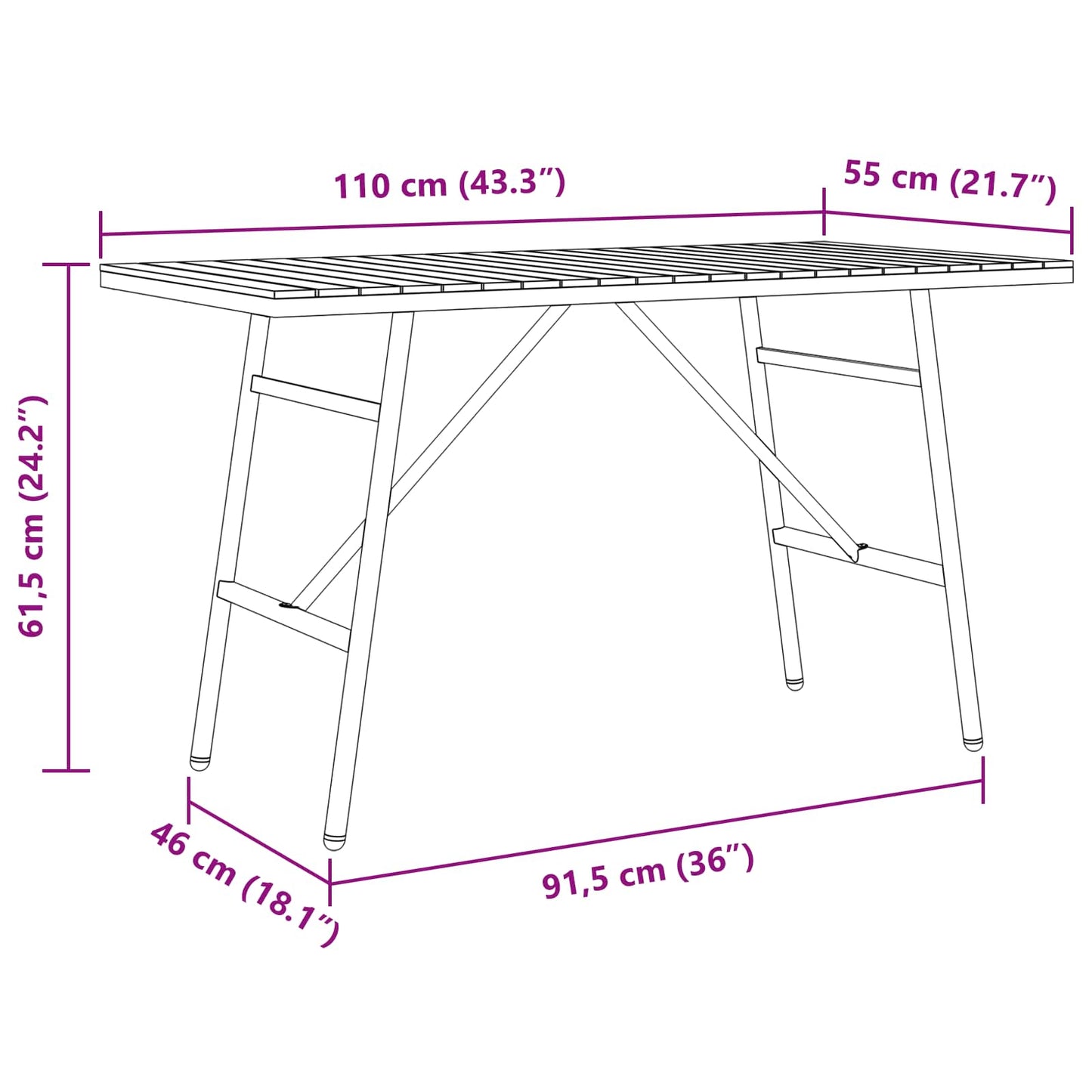 Dining Table Brown 110 x 55 x 61.5 cm Solid Acacia Wood