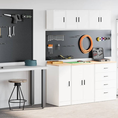 Garage Cabinets 2 pcs White Engineered Wood