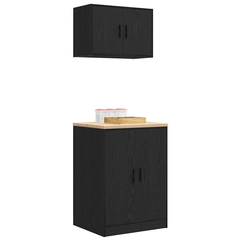 Garage Cabinets 2 pcs Black Engineered Wood