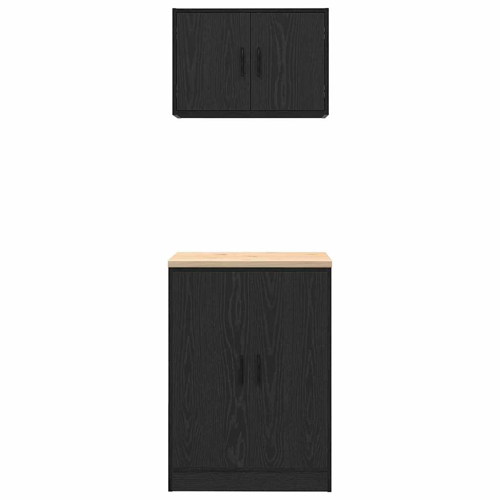 Garage Cabinets 2 pcs Black Engineered Wood