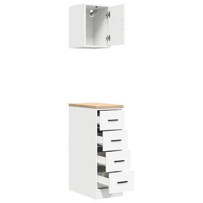 Garage Cabinets 2 pcs White Engineered Wood