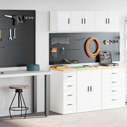 Garage Cabinets 2 pcs White Engineered Wood