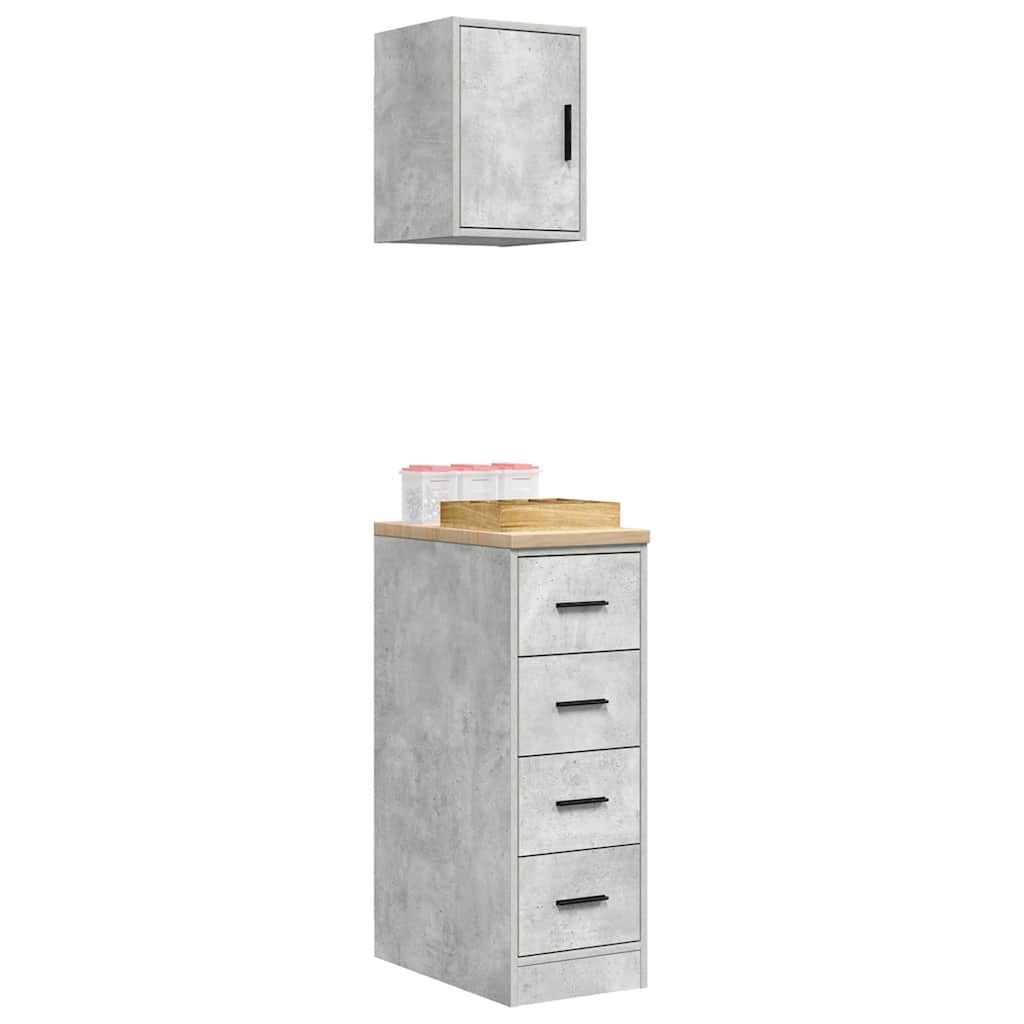 Garage Cabinets 2 pcs Concrete Grey Engineered Wood