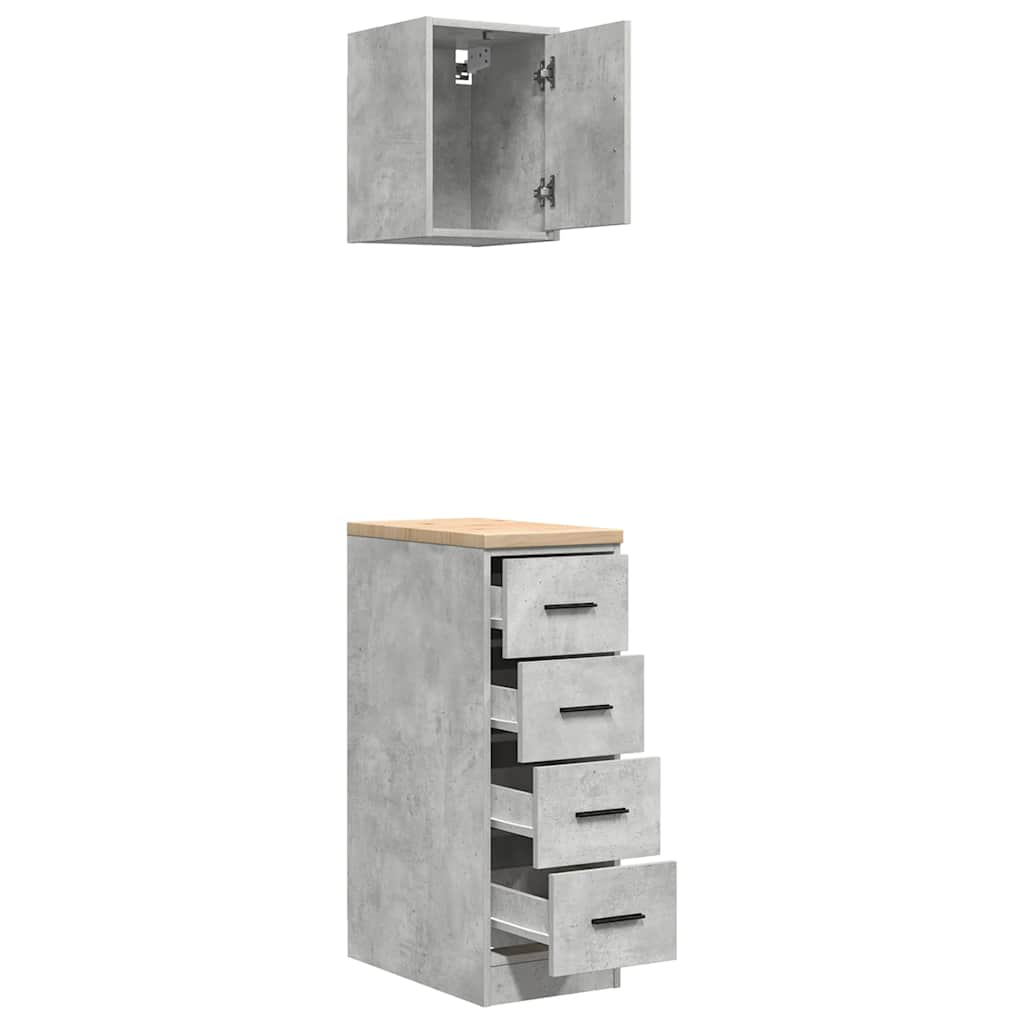 Garage Cabinets 2 pcs Concrete Grey Engineered Wood