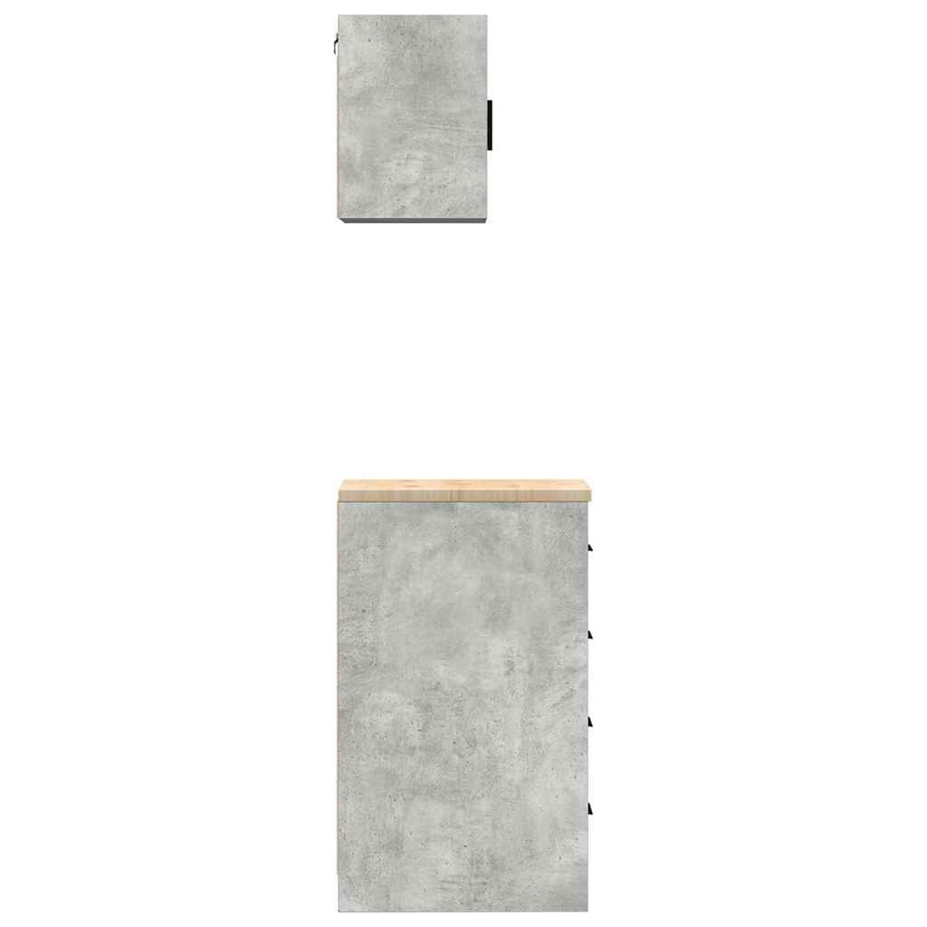Garage Cabinets 2 pcs Concrete Grey Engineered Wood