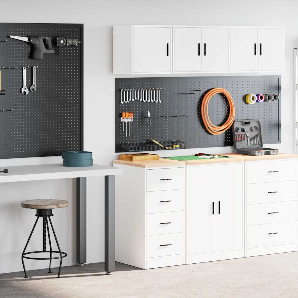 Garage Cabinets 2 pcs White Engineered Wood