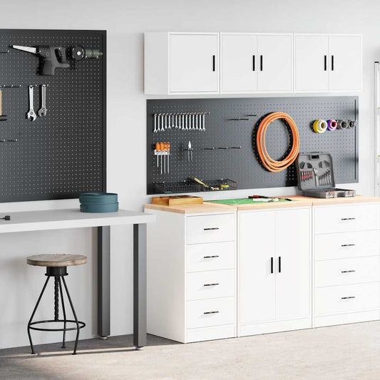 Garage Cabinets 2 pcs White Engineered Wood