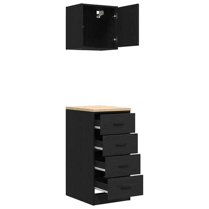 Garage Cabinets 2 pcs Black Engineered Wood