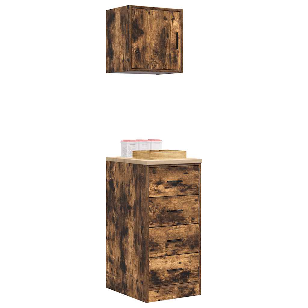 Garage Cabinets 2 pcs Smoked Oak Engineered Wood